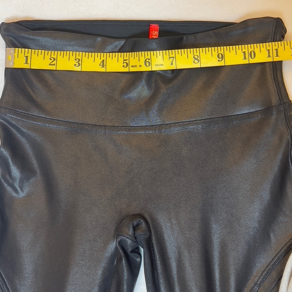 Spanx Faux Leather Moto Leggings Black High Waist Shaping Slimming Pants S/P - Picture 14 of 15